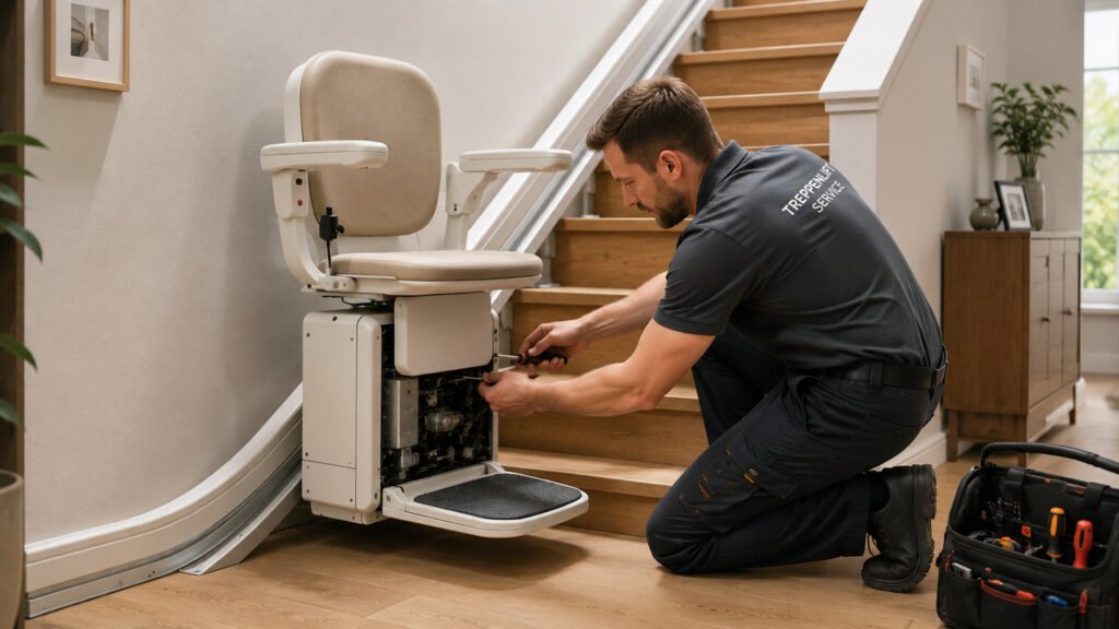 Professionelle Installation eines Treppenlifts durch Fachpersonal
